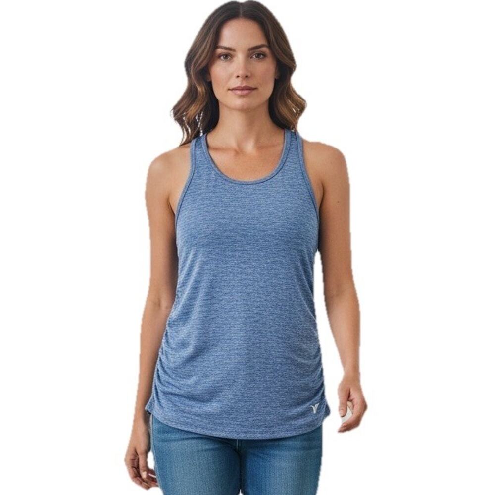 Old Navy Active Fitted Adjust Tank Top Womens MEDIUM Heathered Blue Racerback